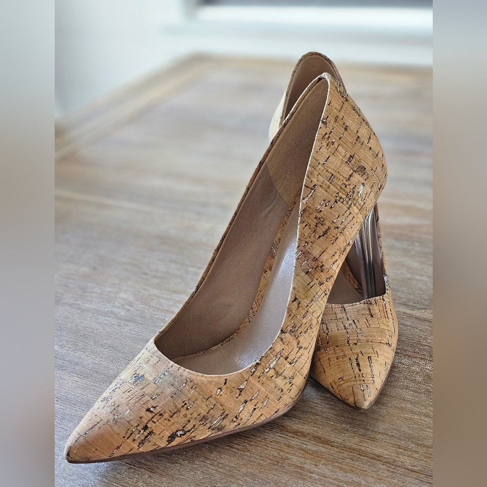 Elegant Tan Cork Women's Heels By MIX NO 6